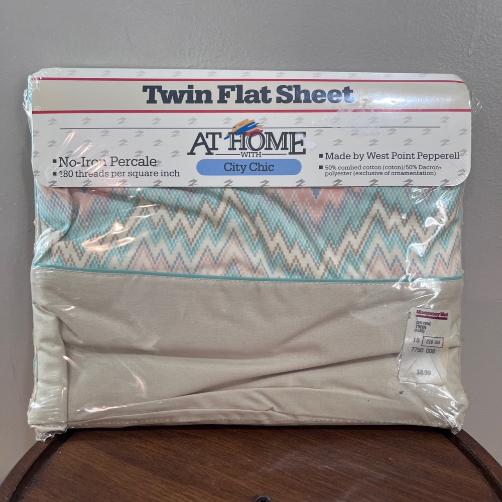Vtg West Point Pepperell City Chic Cheyenne Twin Flat Sheet Southwestern 80s NOS